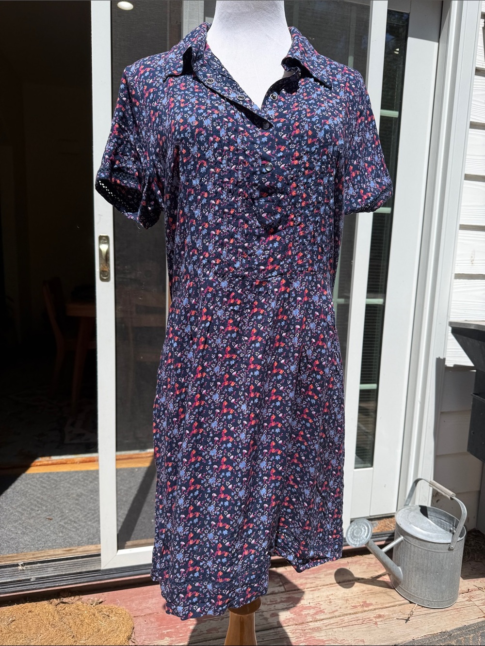 NWT Mountain Khakis Wildflower Pintuck Dress Twikight Print-L